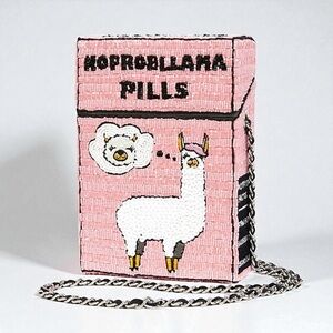 Mua Mua Dolls “No Probllama Pills” Beaded Crossbody | Pink Novelty Pill Bag NWOT